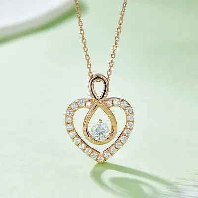 1 Carat Moissanite 925 Sterling Silver Heart Shape Necklace Rose Gold One Size Moissanite - Tophatter Daily Deals